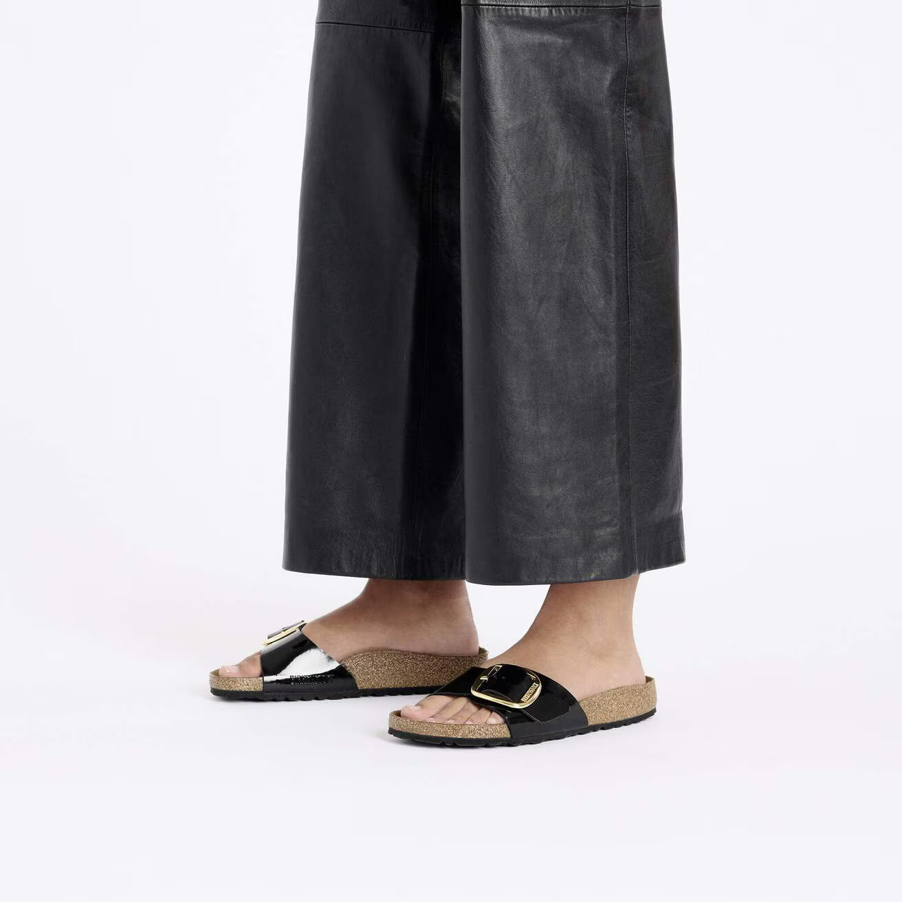 Birkenstock 1027785 Madrid Big Buckle Birko-Flor vernice Patent Black/Gold