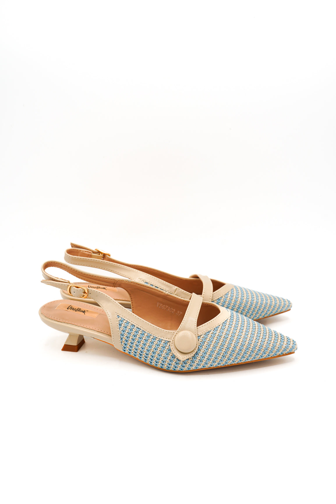 Gaia Shoes Cecilia Slingback con tacco basso e finitura intrecciata