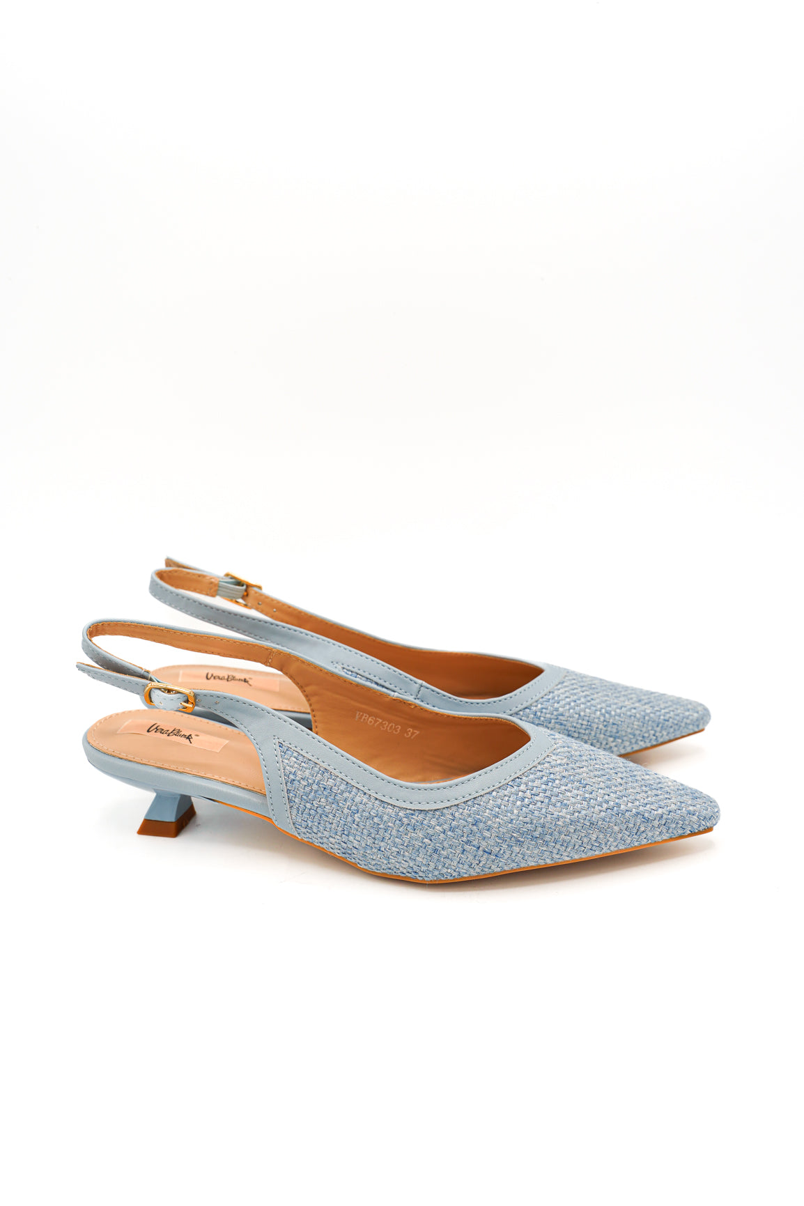 Gaia Shoes Carmen Slingback con finitura intrecciata e tacco basso