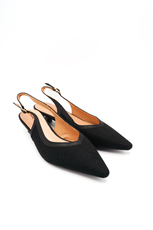 Gaia Shoes Carmen Slingback con finitura intrecciata e tacco basso