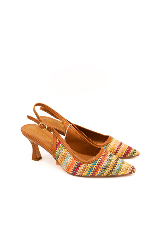 Gaia Shoes J51662-25K2 Slingback con tomaia intrecciata multicolor e tacco medio