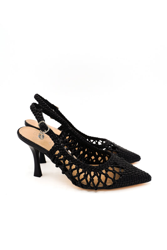 Gaia Shoes GK253 Sandali slingback con design intrecciato traforato