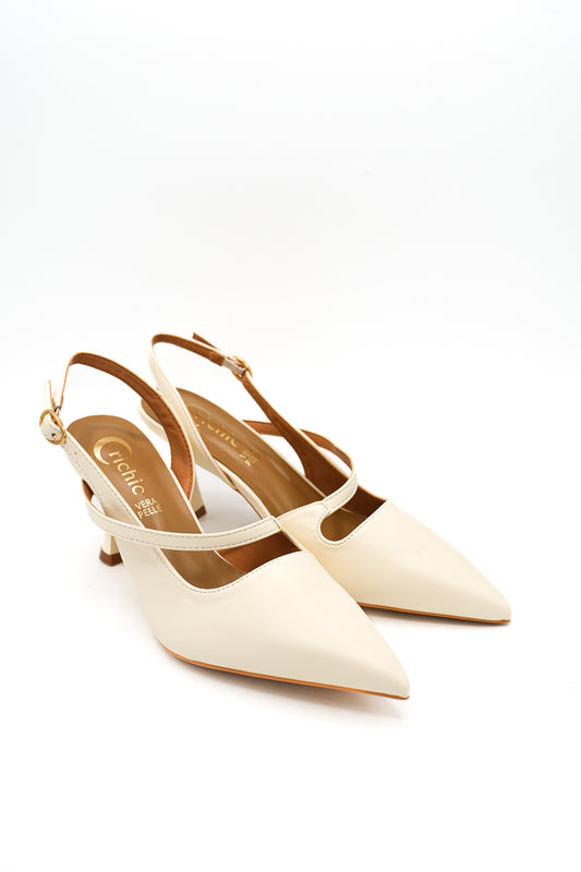 Gaia Shoes Alessia Slingback con punta sfilata e tacco medio