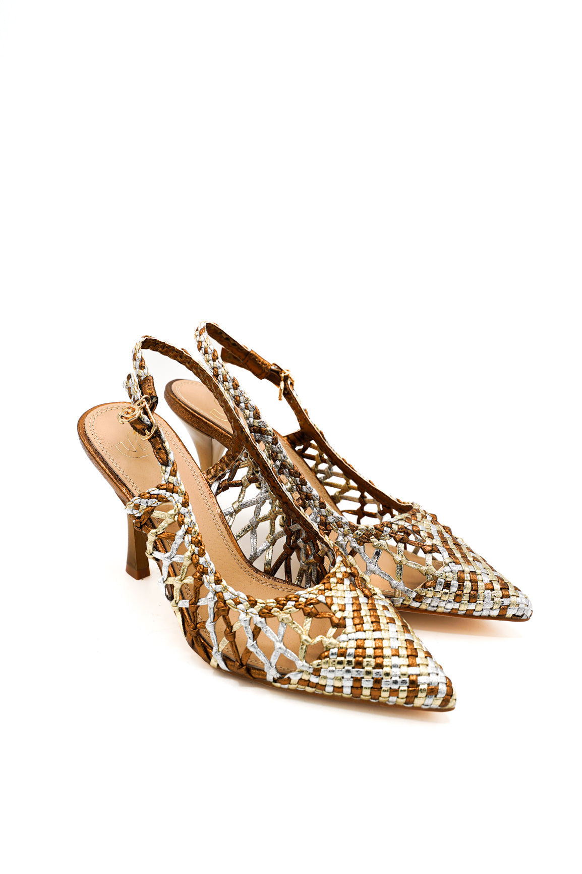 Gaia Shoes GK253 Sandali slingback con design intrecciato traforato
