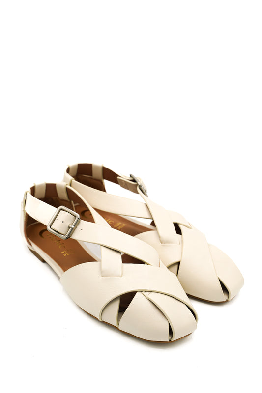Gaia Shoes Agata Ballerine con design a gabbia e cinturino laterale