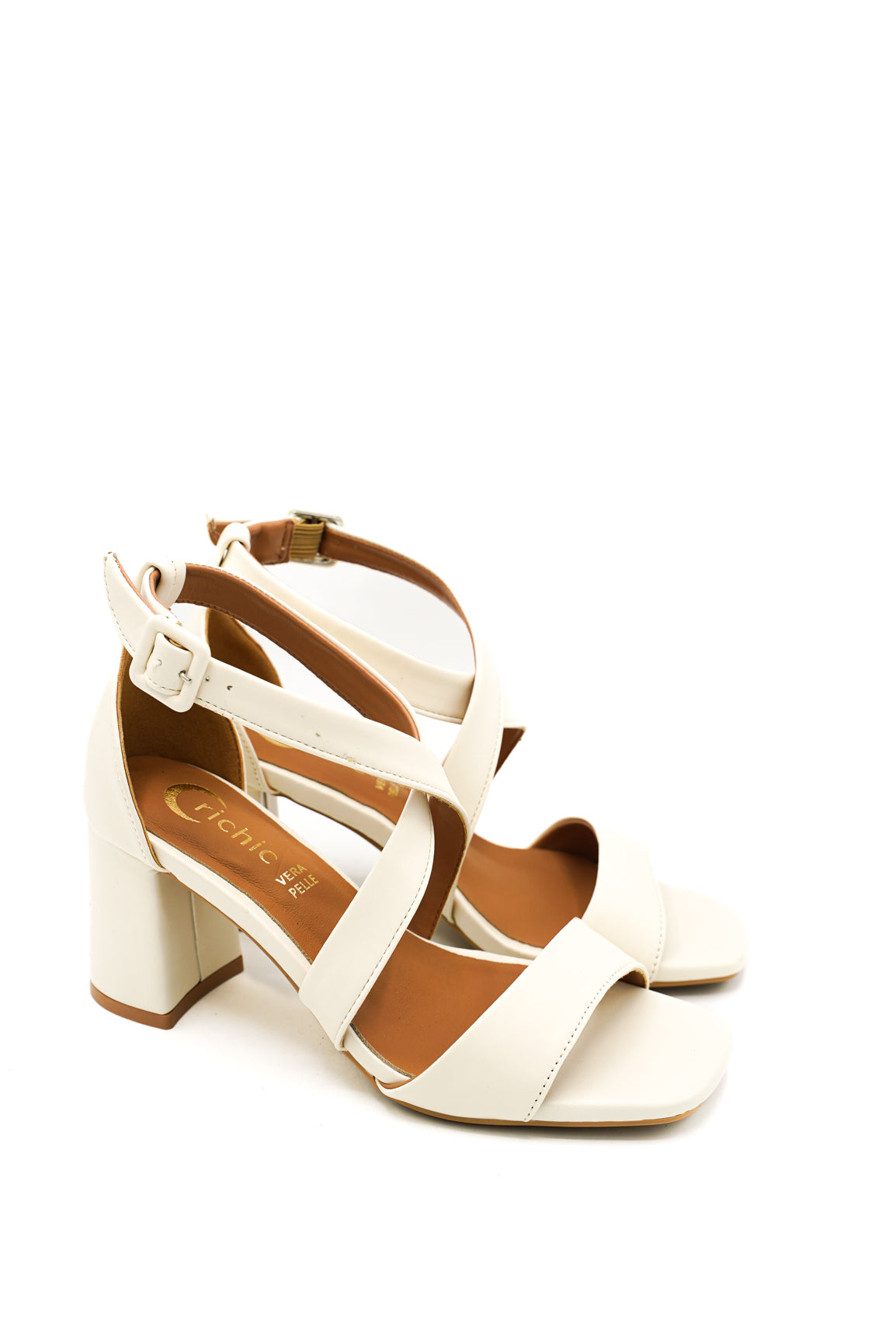 Gaia Shoes Azzurra Sandali a cinturini incrociati e tacco alto