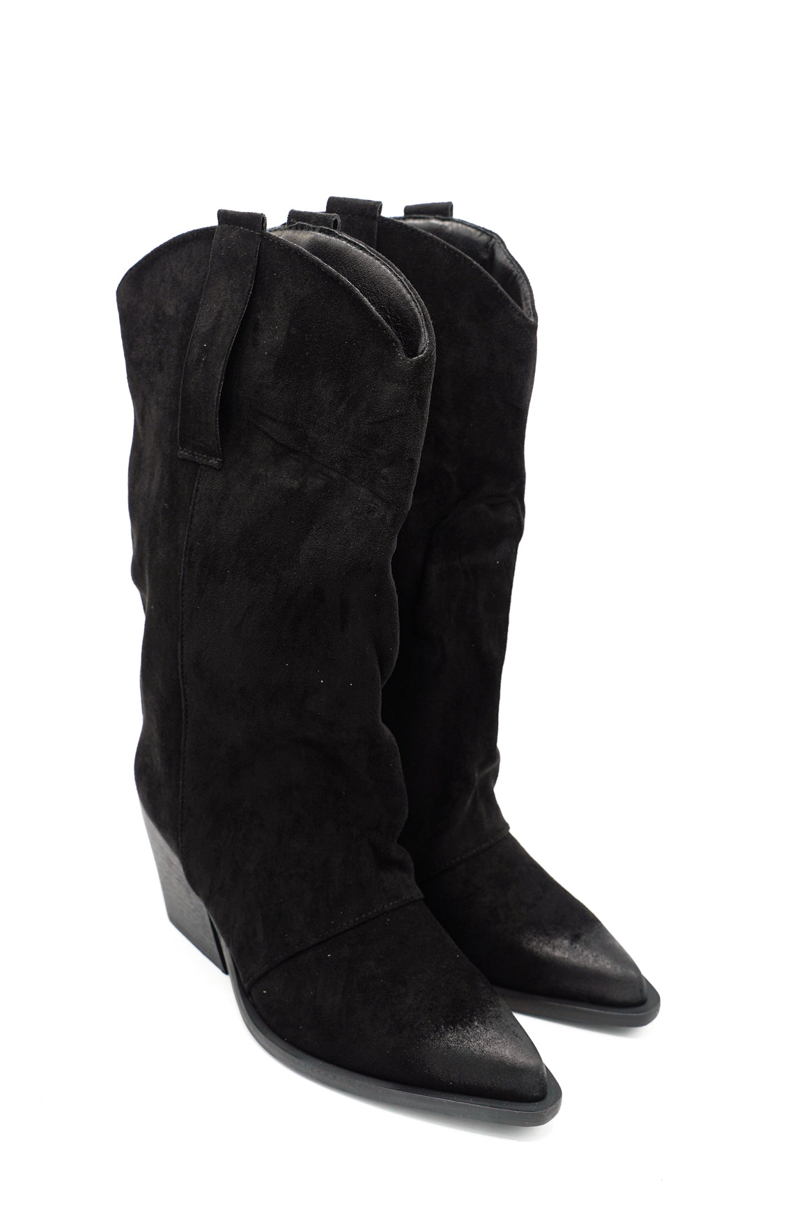 Gaia Shoes Flaminia Stivali texani con frange e cinturini borchiati