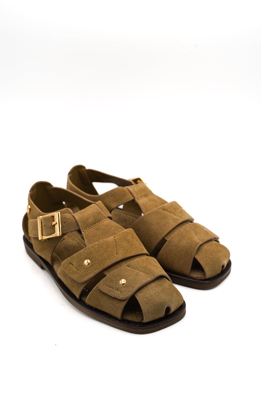 Gaia Shoes SF1656 Sandali stile pescatore con fibbie dorate