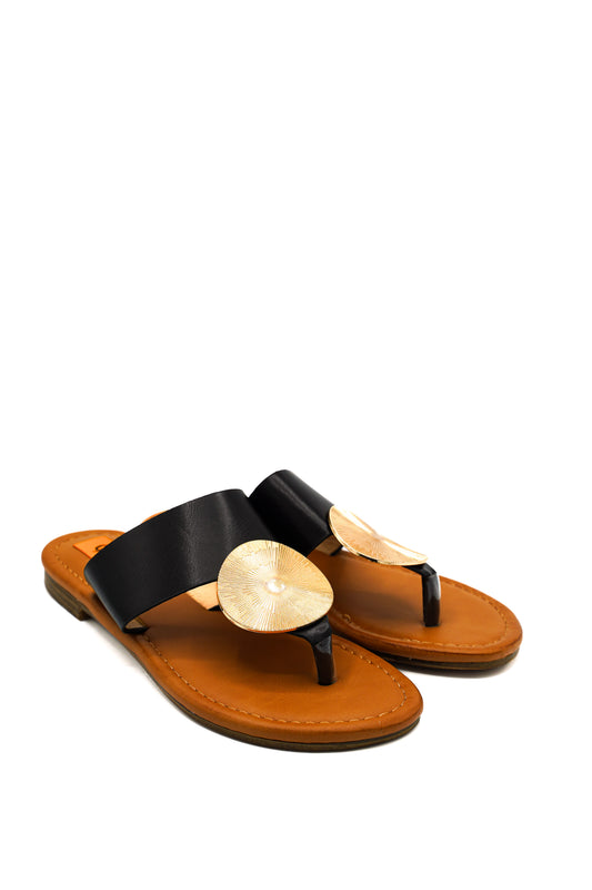 Gaia Shoes XJY251404OL Sandali flatter con dettaglio a moneta dorata