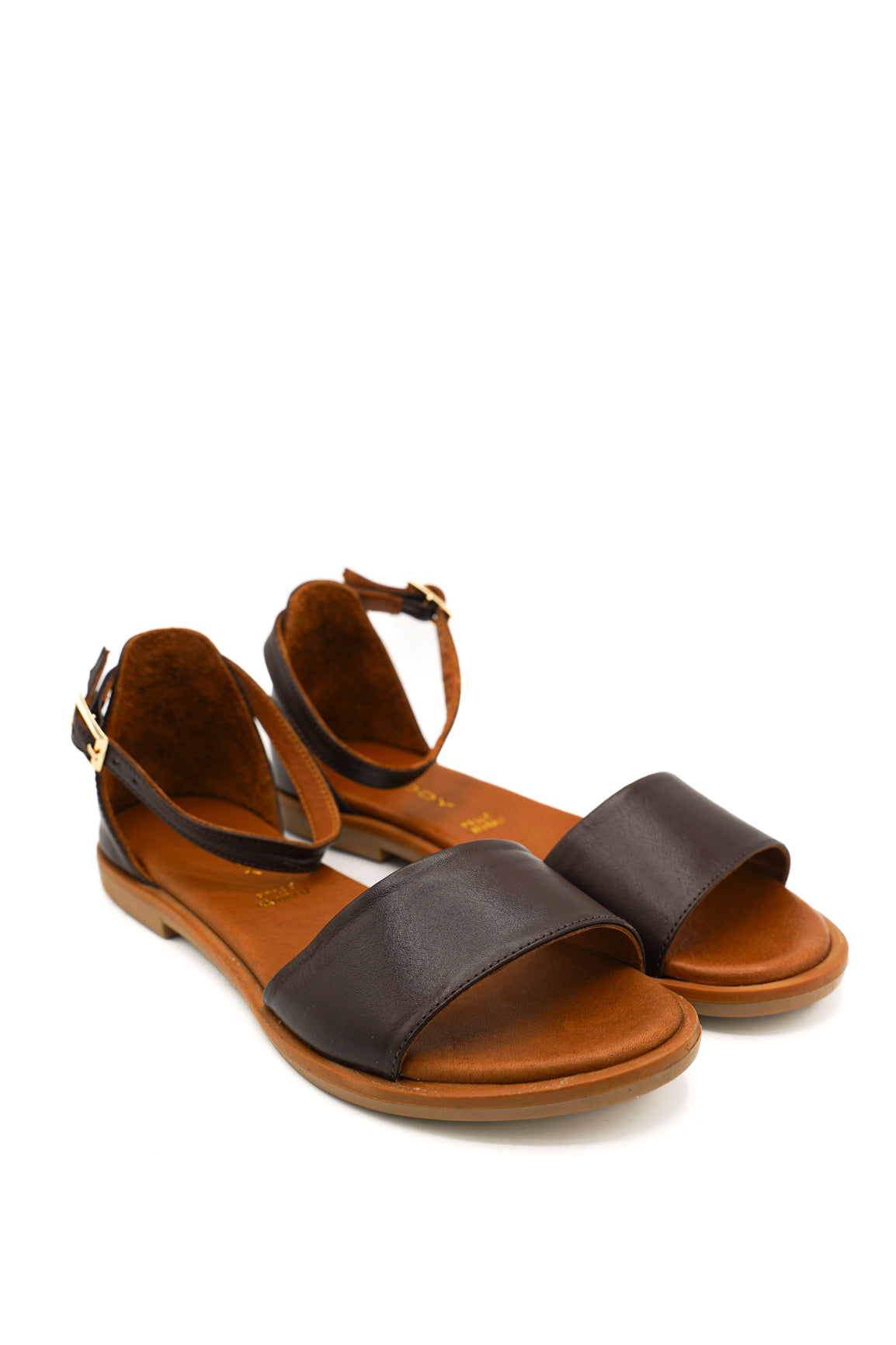 Gaia Shoes 220204 Sandali bassi in pelle e cinturino regolabile alla caviglia