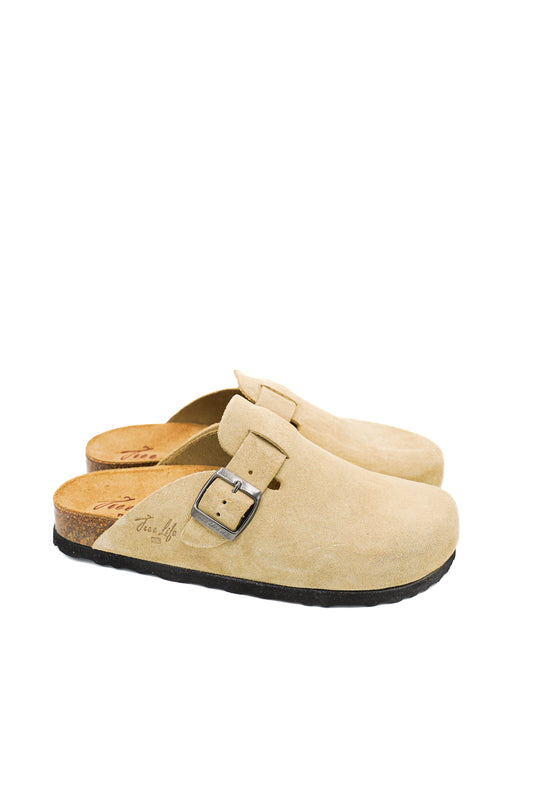 Gaia Shoes 890-009FL Zoccoli sabot donna a punta chiusa in pelle scamosciata