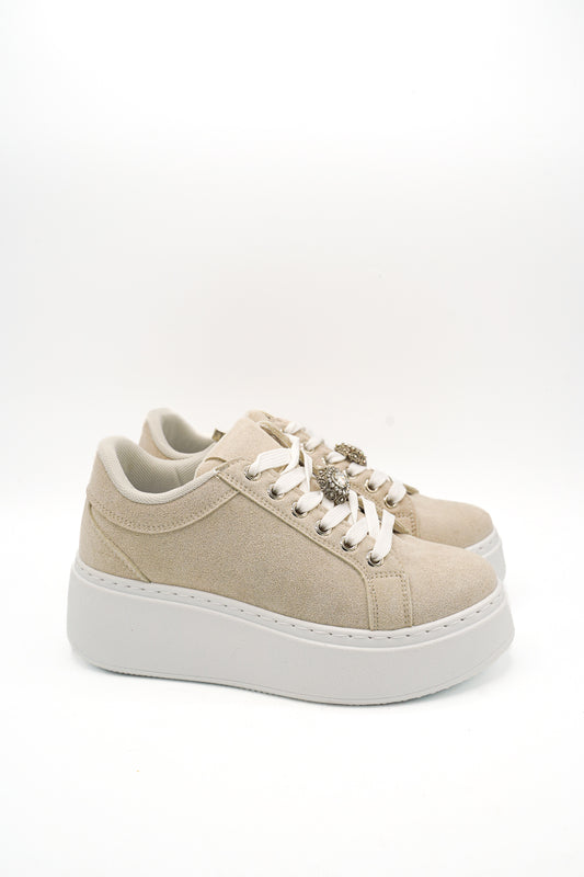 Gaia Shoes E700 Sneakers donna platform con dettaglio gioiello