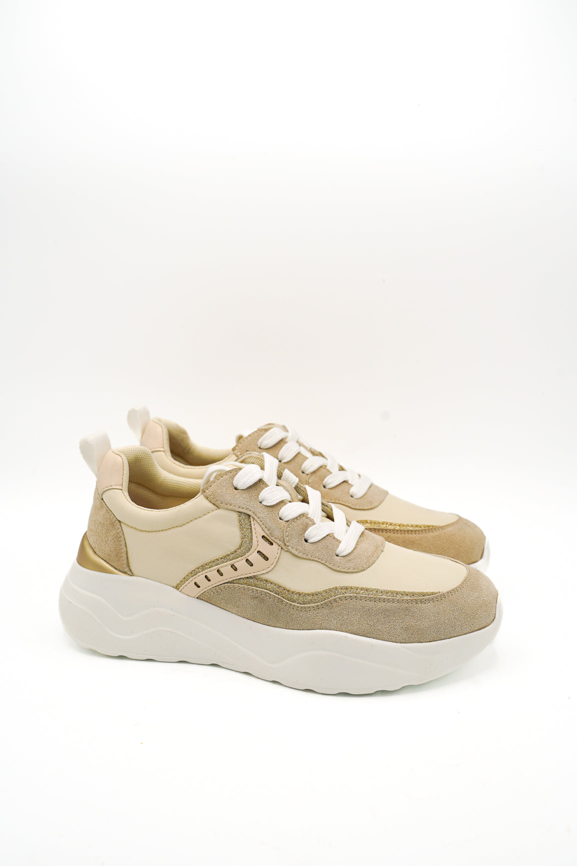 Gaia Shoes E21 Sneakers donna con inserti glitterati e suola chunky