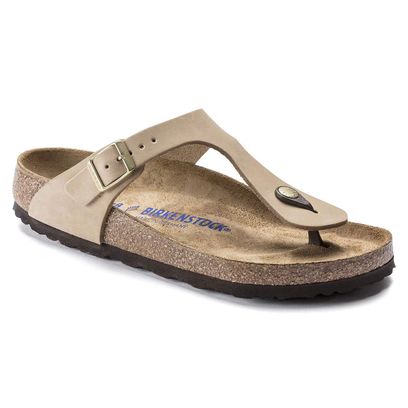 Birkenstock 1018999 Gizeh plantare morbido Pelle Nubuck Sandcastle