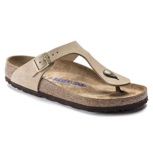 Birkenstock 1018999 Gizeh plantare morbido Pelle Nubuck Sandcastle