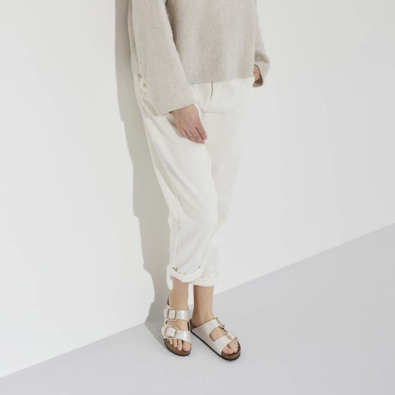 Birkenstock 1020021 Arizona Big Buckle Birko-Flor Graceful Pearl White