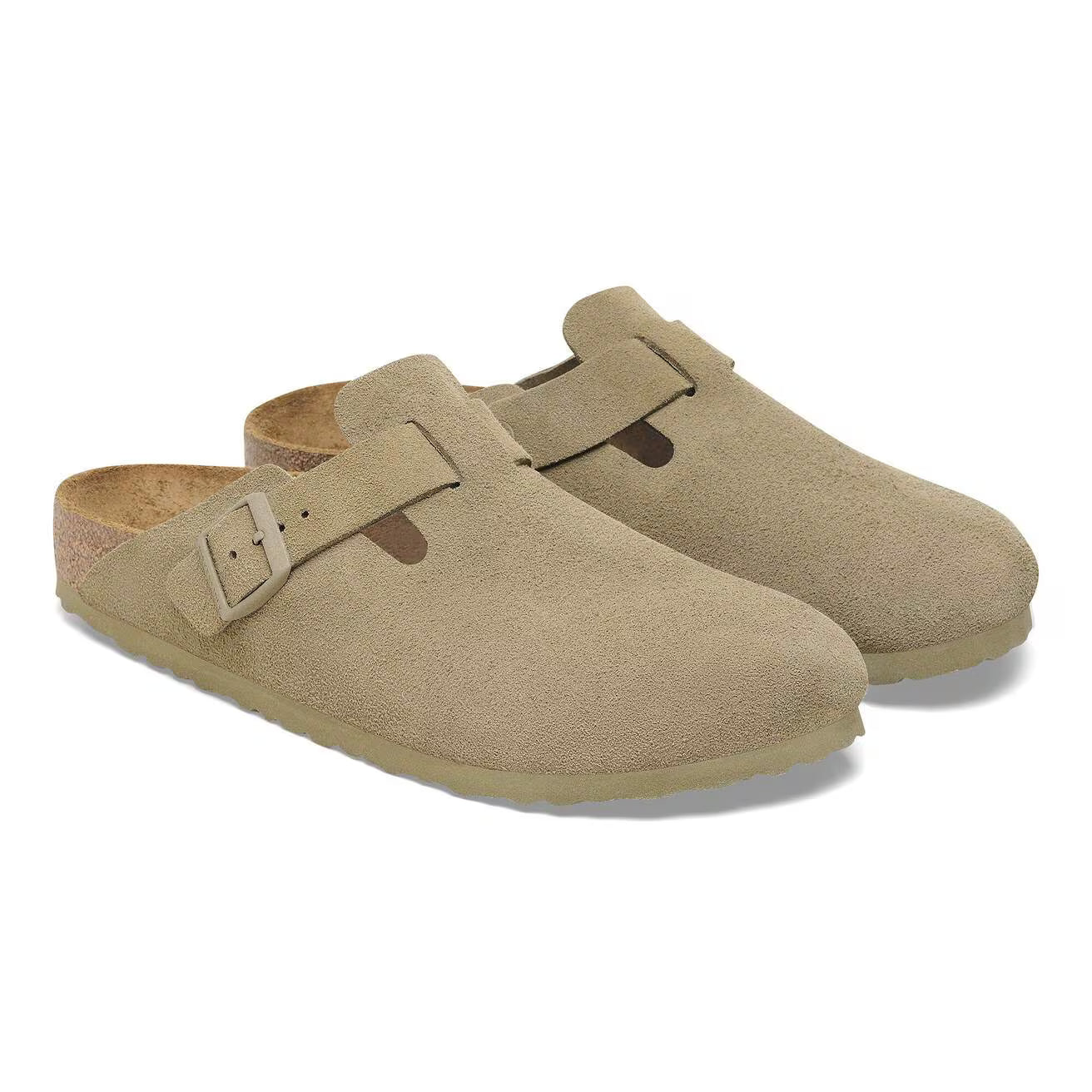 Birkenstock 1025844 Boston in pelle scamosciata faded khaki