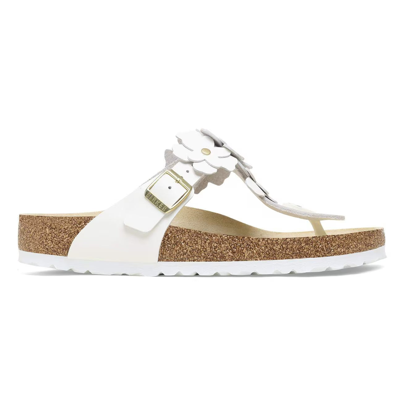 Birkenstock 1026686 Gizeh Flower Embellishment  Pelle naturale White