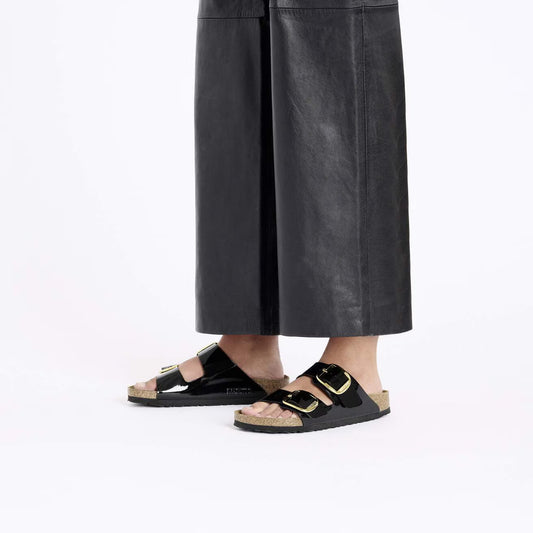 Birkenstock 1027918 Arizona Big Buckle Birko-Flor vernice Patent Black/Gold