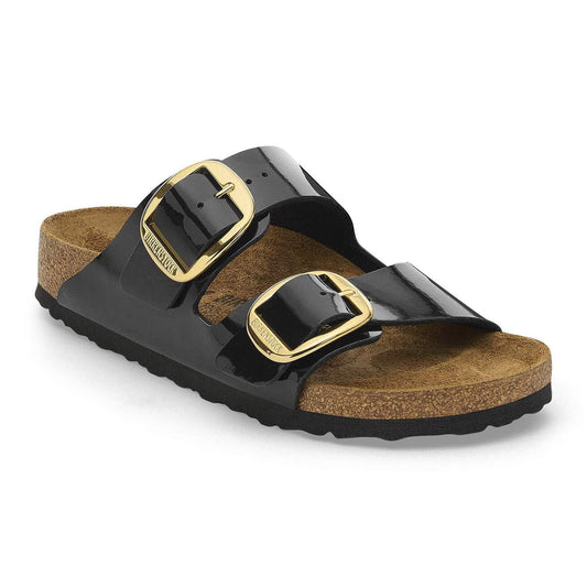 Birkenstock 1027918 Arizona Big Buckle Birko-Flor vernice Patent Black/Gold