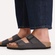 Birkenstock 1032023 Arizona Birko-Flor Nubuck Velvet Gray/Black Buckles