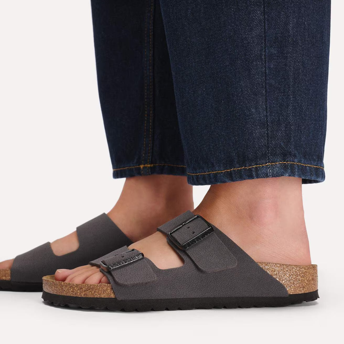 Birkenstock 1032023 Arizona Birko-Flor Nubuck Velvet Gray/Black Buckles