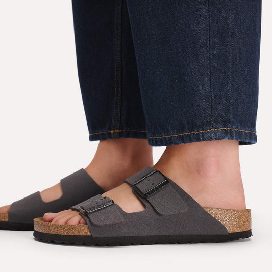 Birkenstock 1032023 Arizona Birko-Flor Nubuck Velvet Gray/Black Buckles