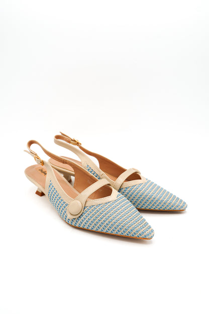Gaia Shoes Cecilia Slingback con tacco basso e finitura intrecciata