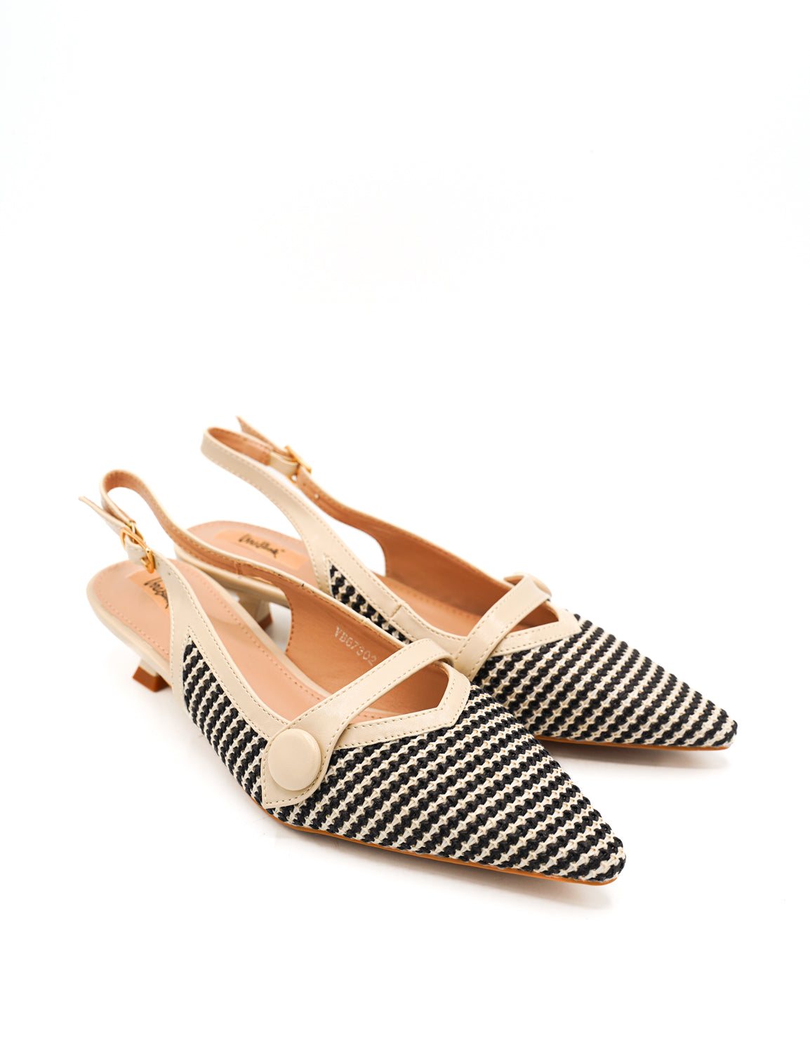 Gaia Shoes Cecilia Slingback con tacco basso e finitura intrecciata