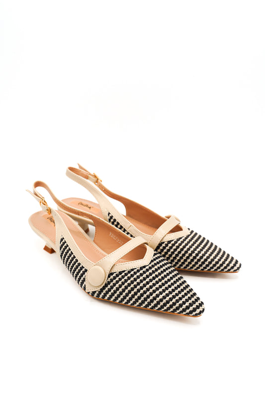 Gaia Shoes Cecilia Slingback con tacco basso e finitura intrecciata
