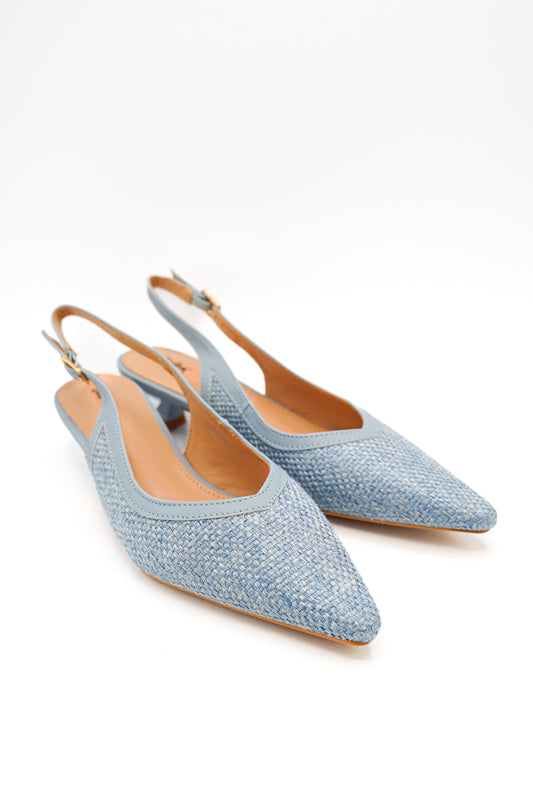 Gaia Shoes Carmen Slingback con finitura intrecciata e tacco basso