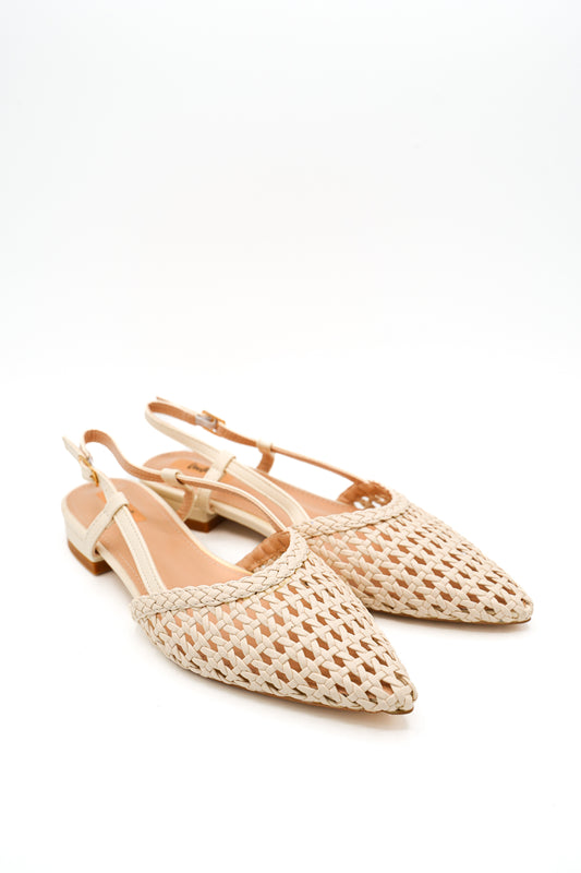 Gaia Shoes Carlotta Slingback con tomaia intrecciata effetto rafia