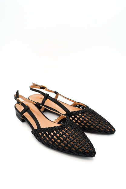Gaia Shoes Carlotta Slingback con tomaia intrecciata effetto rafia
