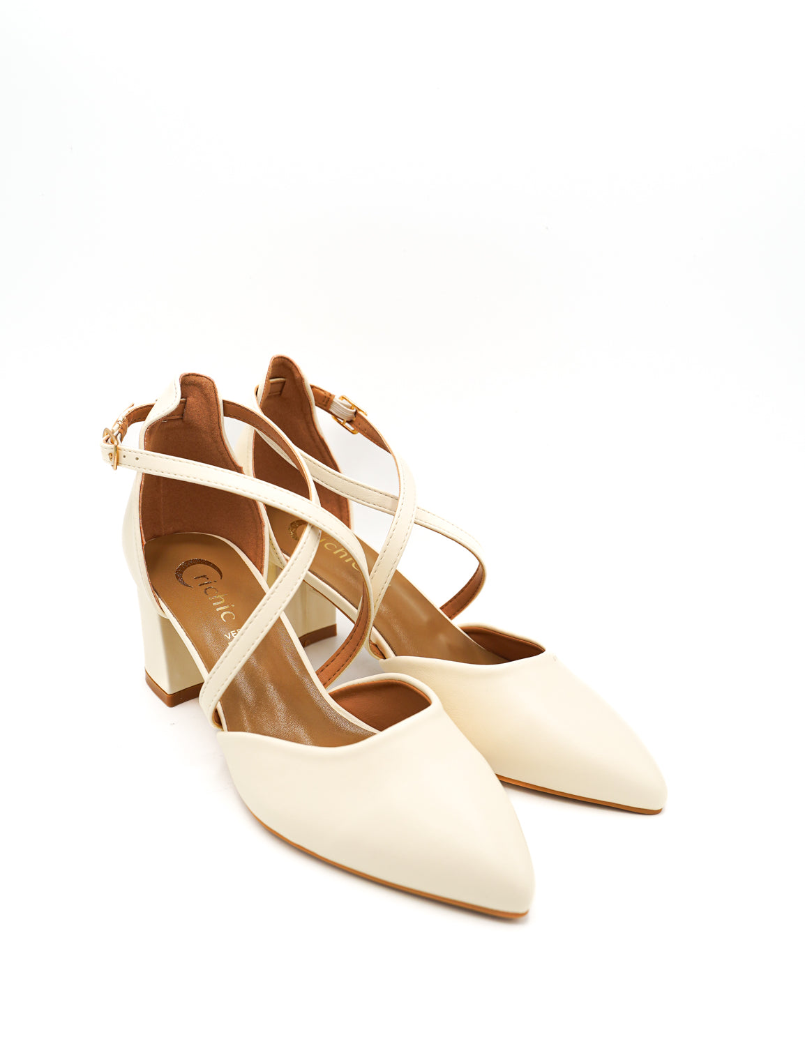 Gaia Shoes Agnese Dècolletè con tacco largo e cinturini incrociati