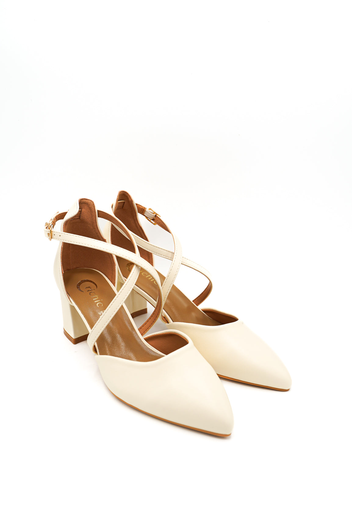 Gaia Shoes Agnese Dècolletè con tacco largo e cinturini incrociati