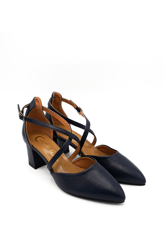 Gaia Shoes Agnese Dècolletè con tacco largo e cinturini incrociati