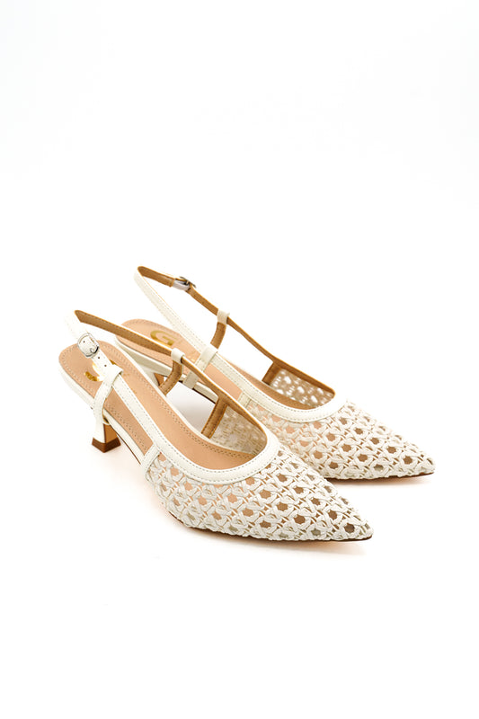 Gaia Shoes GV121 Slingback con punta affusolata e tomaia in rete