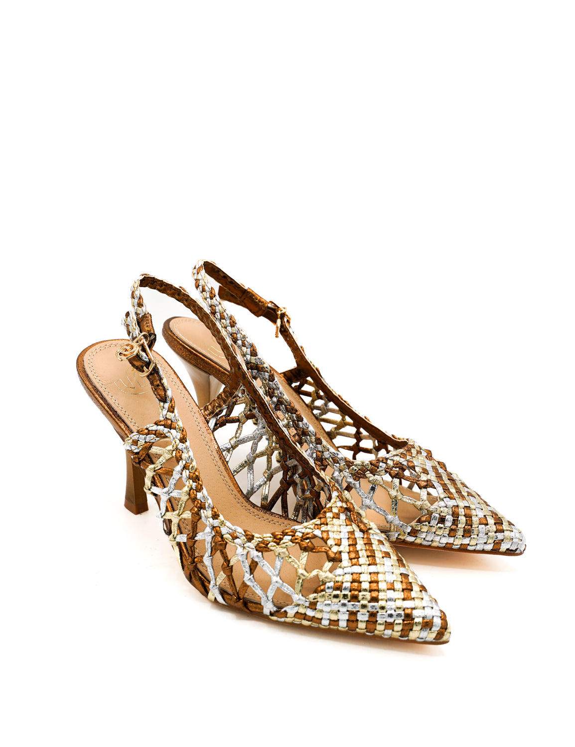 Gaia Shoes GK253 Sandali slingback con design intrecciato traforato