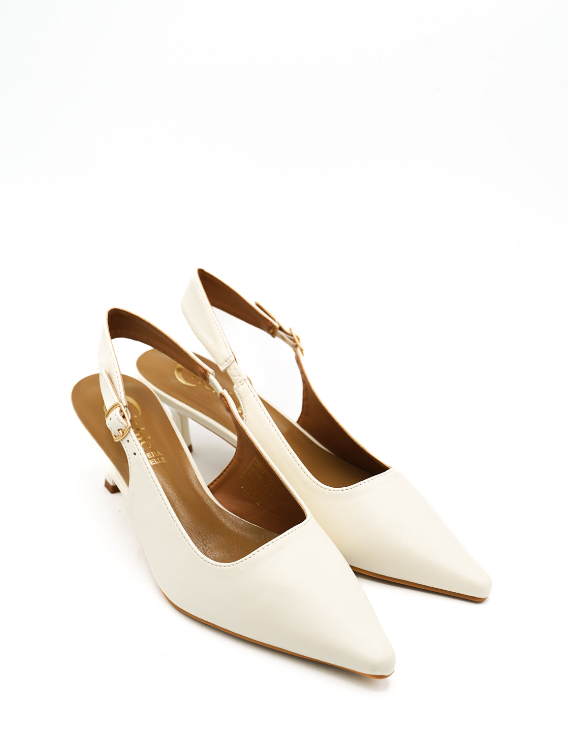 Gaia Shoes Anastasia Slingback con punta affilata e tacco kitten sottile