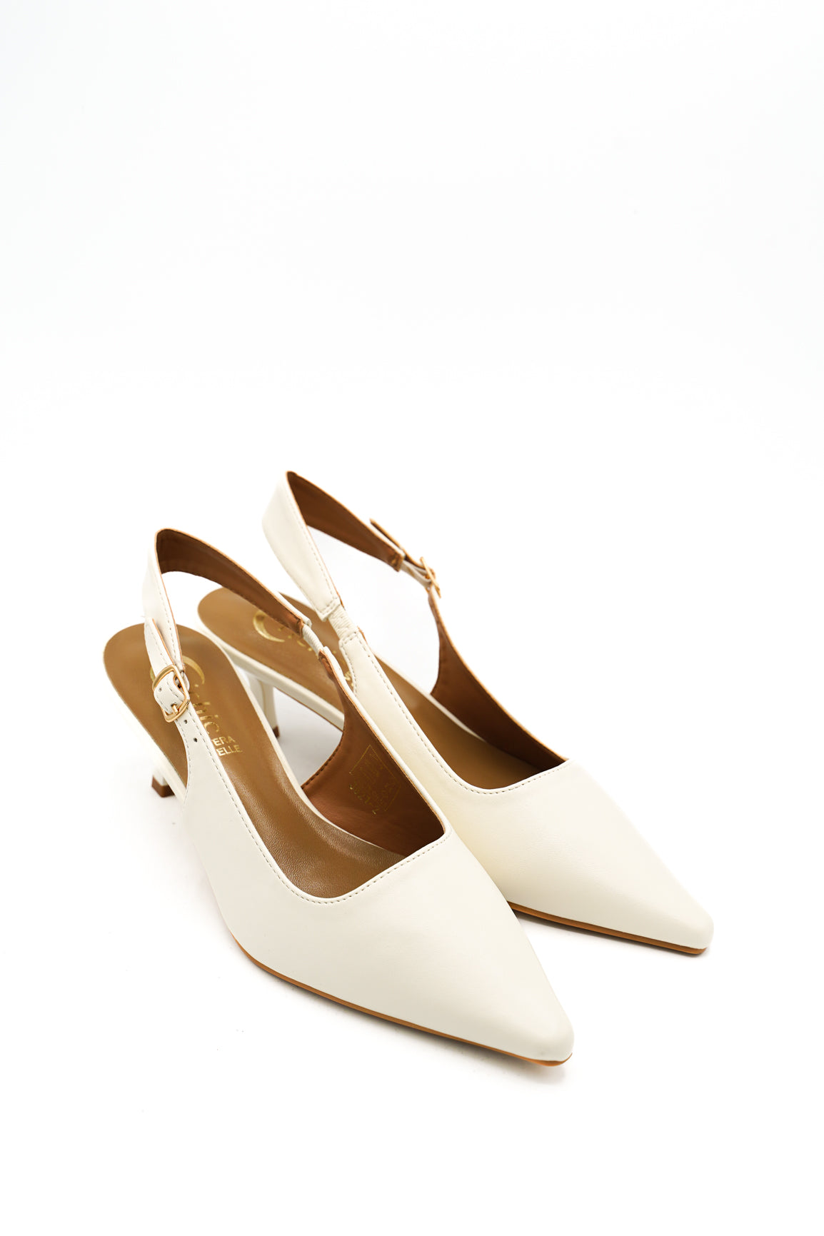 Gaia Shoes Anastasia Slingback con punta affilata e tacco kitten sottile