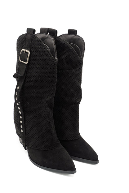 Gaia Shoes Flavia Stivali texani con lavorazione traforata e dettagli borchiati