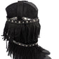 Gaia Shoes Flaminia Stivali texani con frange e cinturini borchiati