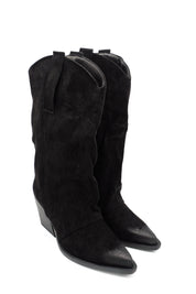 Gaia Shoes Flaminia Stivali texani con frange e cinturini borchiati