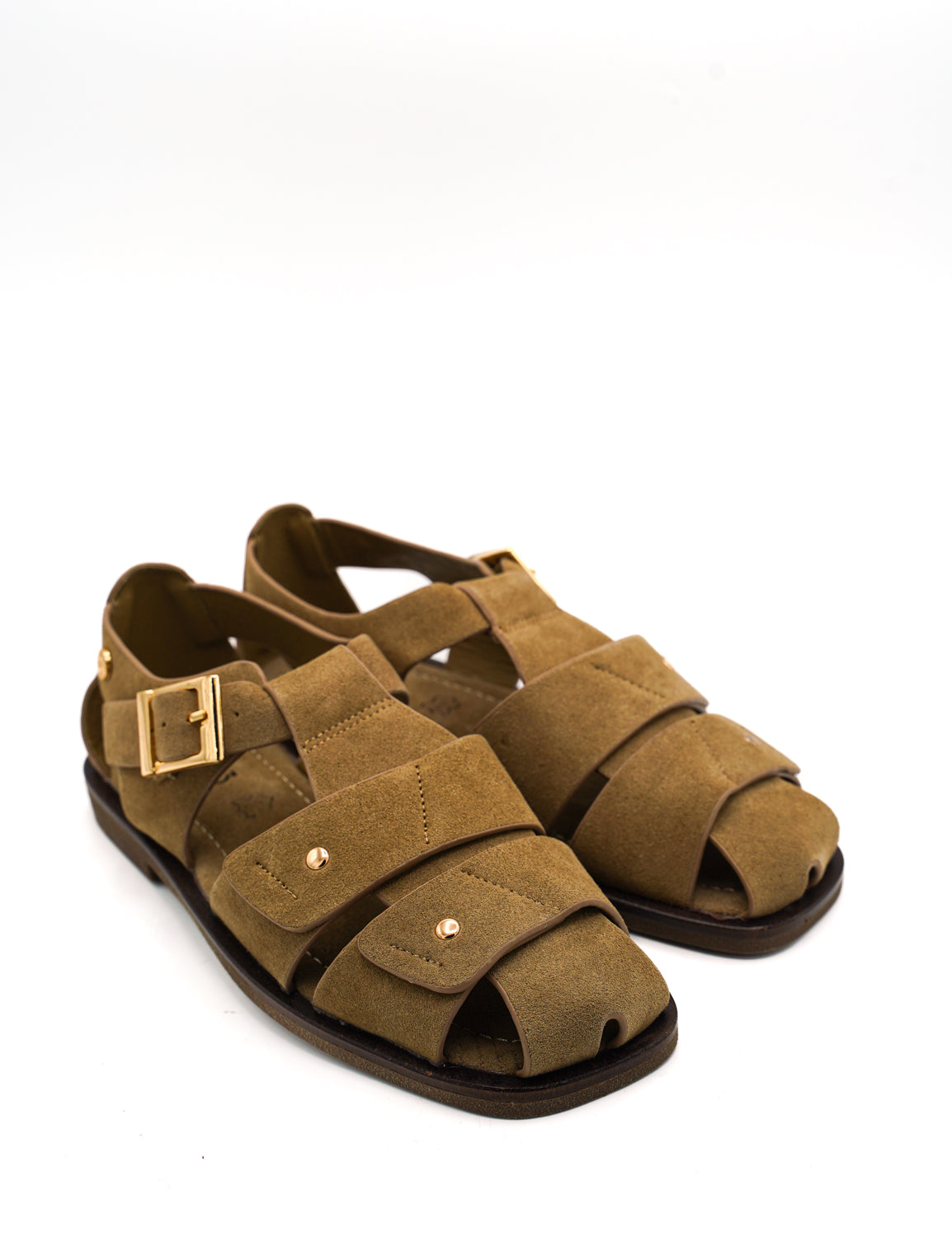Gaia Shoes SF1656 Sandali stile pescatore con fibbie dorate