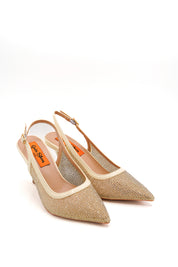 Gaia Shoes 24178A-10-FKL Slingback a punta con tomaia in rete e rifiniture lucide