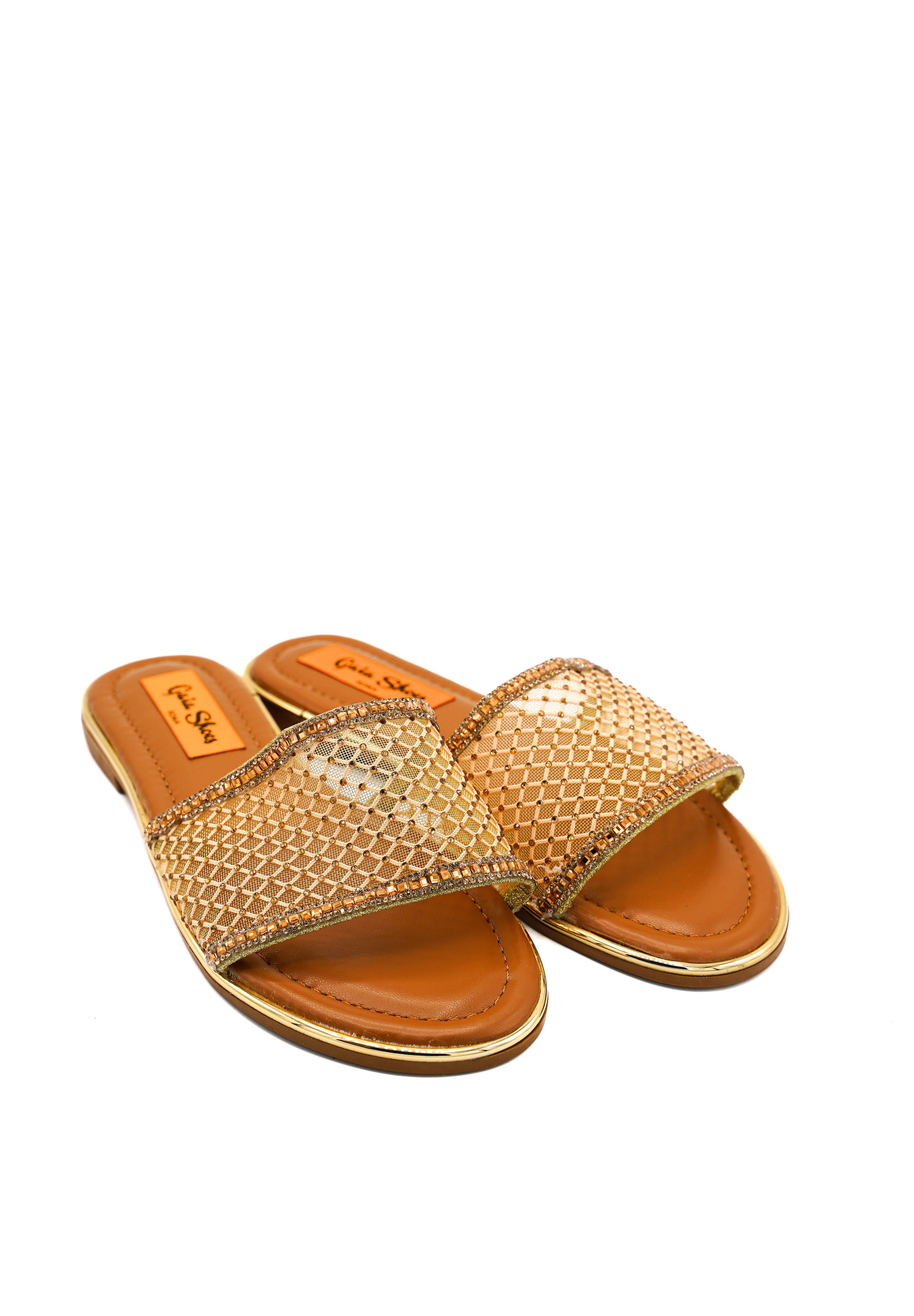 Gaia Shoes JB18S75-398 Ciabattine stile slip-on con trama a rete dorata