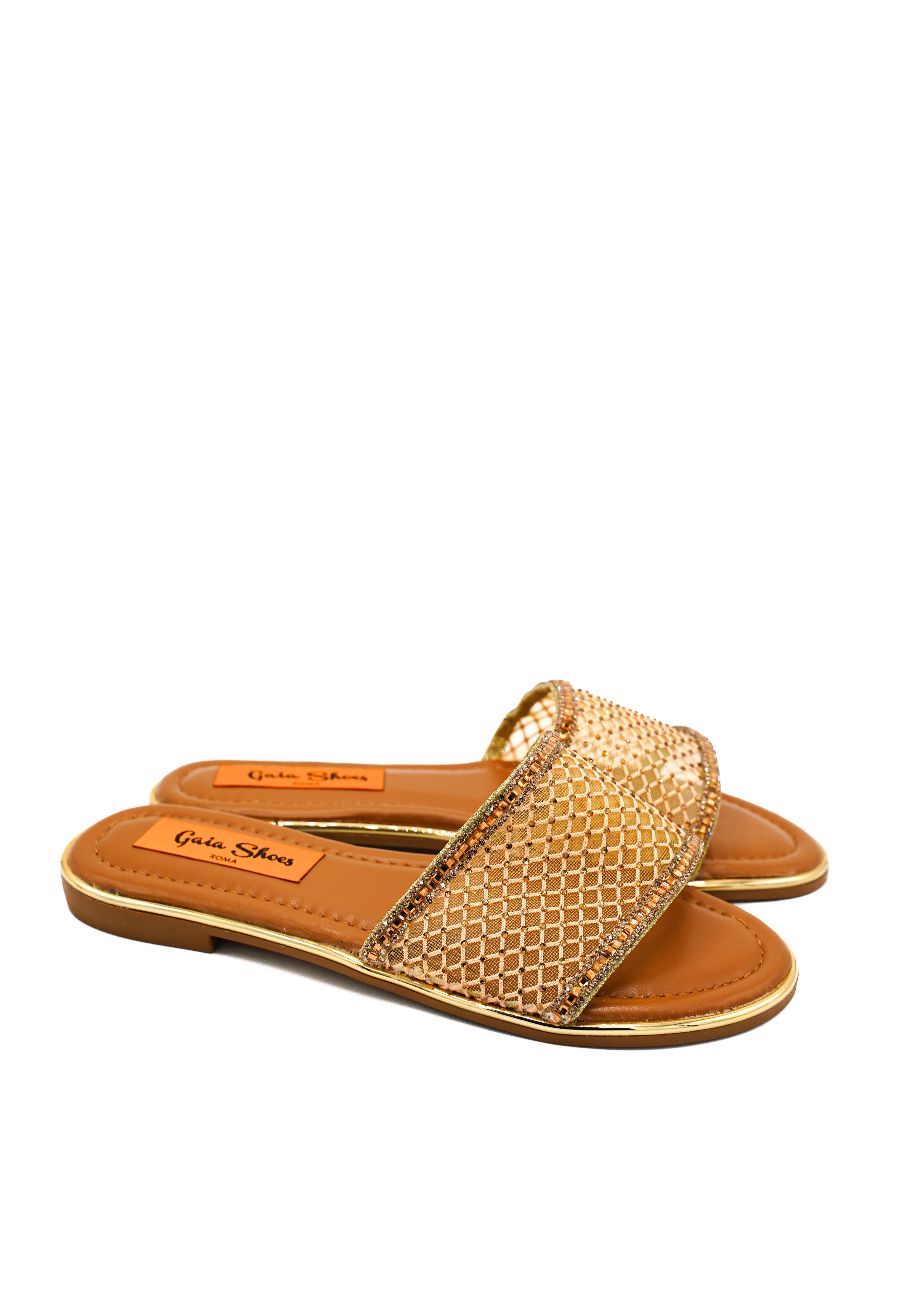 Gaia Shoes JB18S75-398 Ciabattine stile slip-on con trama a rete dorata