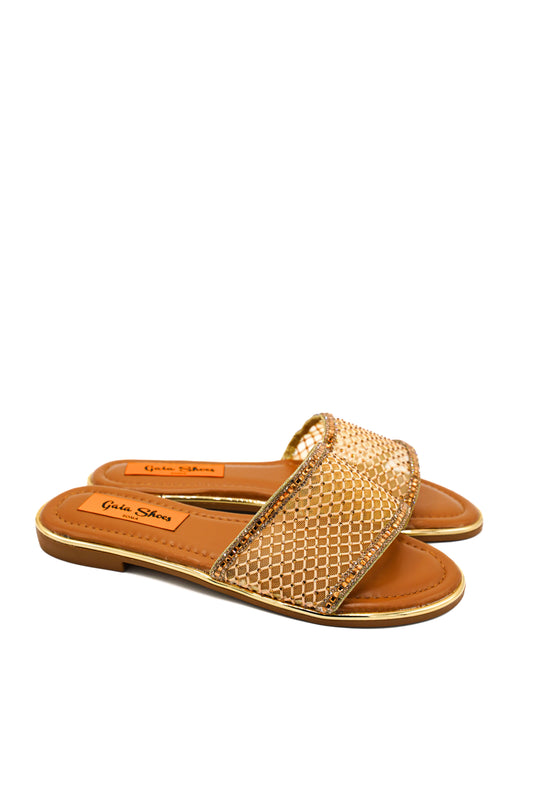 Gaia Shoes JB18S75-398 Ciabattine stile slip-on con trama a rete dorata