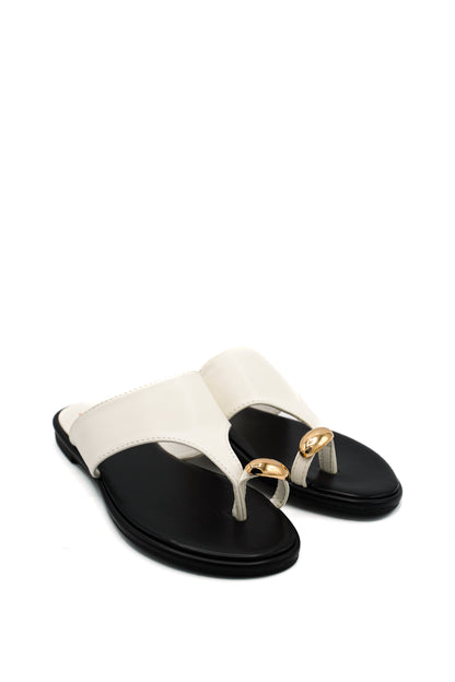 Gaia Shoes OL61BQ08 Sandali infradito con fascia larga e elemento metallico
