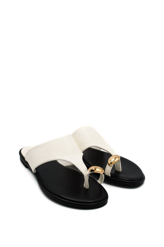 Gaia Shoes OL61BQ08 Sandali infradito con fascia larga e elemento metallico